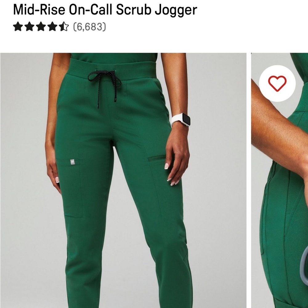 Fabletics Green Scrub Pants & Top Set - Picture 3 of 3